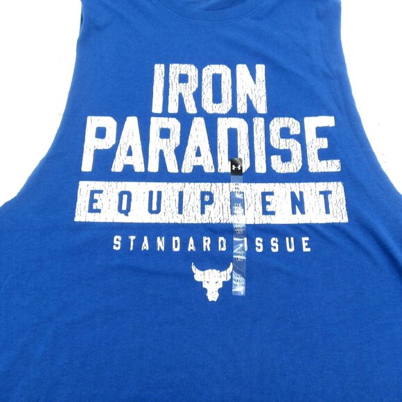 Under Armour Project Rock Iron Paradise Tank Top Mens Size XL Royal Blue NEW - Picture 3 of 9